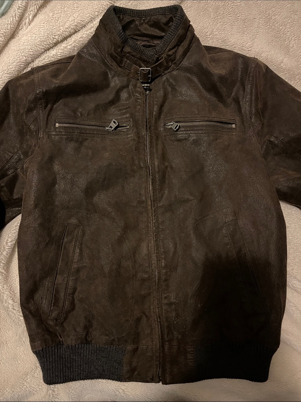 Levi's Dark Brown Suede Bomber Jacket with Zip Pockets Men’s M